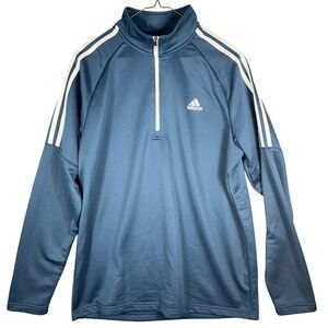 Adidas Golf Pullover Mens Medium Crew Navy French Terry 1/4‎ Zip ADVS20R736 NEW